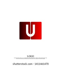 abstract rounded square U logo letter in red gradient colour design concept