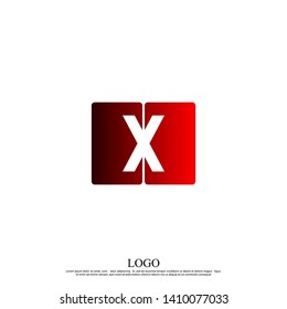 abstract rounded square X logo letter in red gradient colour design concept