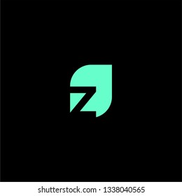 abstract rounded square Z logo letter design concept in green color