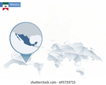 Abstract rounded World Map with pinned detailed Mexico map. Vector Illustration.
