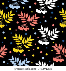 Abstract rowan seamless pattern background. Childish handmade crafted cover for design card, wallpaper, album, scrapbook, holiday wrapping paper, textile fabric, bag print, t shirt etc.