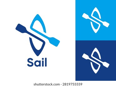 abstract rowing boat logo design