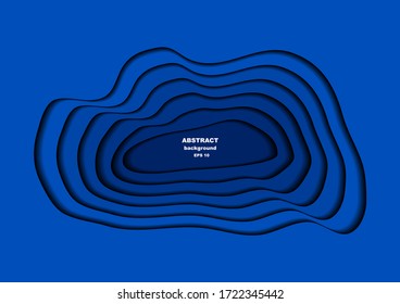 Abstract royal blue background design in modern paper cut style