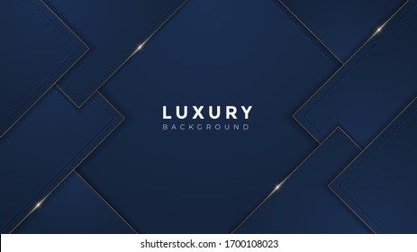 Abstract royal blue luxury background with golden shiny borders. Vector geometric illustration. Can be used for premium royal party. Luxury poster BG template and decoration,Graphic design element.