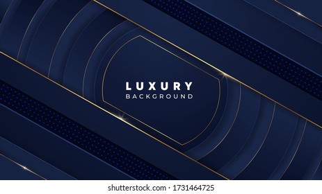 Abstract Royal Blue Luxury background.Vector geometric Texture illustration, golden details border Vector.
