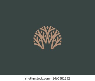 Abstract royal tree vector logo icon. Park nature crown logotype.