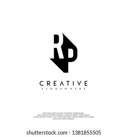 abstract RP logo letter in shadow shape design concept