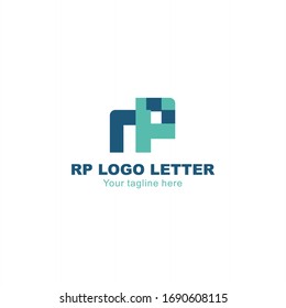 abstract RP logo letters design. Design of alphabet RP letter in square style suitable as a logo for a company or business.