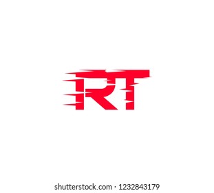 Abstract RT Letter Fast Speed Sharp Style Red Color Logotype