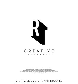 abstract RT logo letter in shadow shape design concept