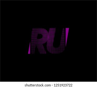 Abstract RU pattern pixel bit squares geometric modern tech logo