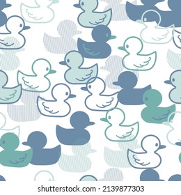 Abstract Rubber Ducky Toy Floating In The Bathtub Vector Seamless Pattern Can Be Use For Background And Apparel Design