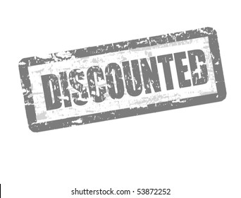 Abstract  rubber office stamp with  the word discounted written in the middle