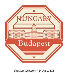 Abstract rubber stamp with Buda Castle in Budapest, Hungary inside, vector illustration