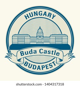 Abstract rubber stamp with Buda Castle in Budapest, Hungary inside, vector illustration