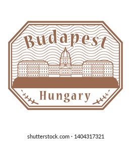 Abstract rubber stamp with Buda Castle in Budapest, Hungary inside, vector illustration