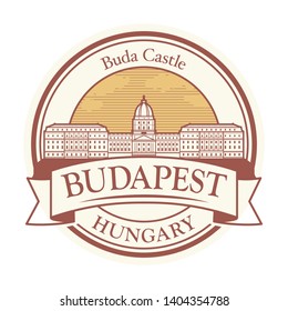 Abstract rubber stamp with Buda Castle in Budapest, Hungary inside, vector illustration