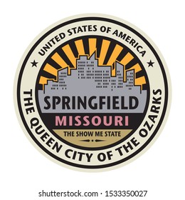 Abstract rubber stamp or label with text Springfield, Missouri written inside, vector illustration