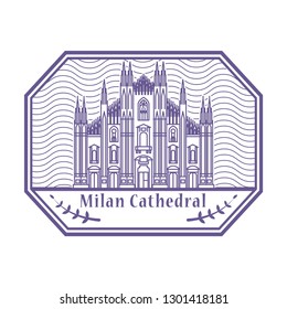 Abstract rubber stamp with Milan Cathedral inside, vector illustration