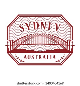 Abstract Rubber Stamp With Sydney Harbour Bridge In Sydney, Australia Inside, Vector Illustration