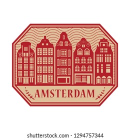 Abstract rubber stamp with words Amsterdam, Netherlands inside, vector illustration