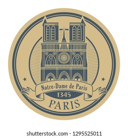 Abstract rubber stamp with words Notre-Dame de Paris, Paris inside, vector illustration