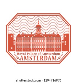 Abstract rubber stamp with words Royal Palace, Amsterdam, Netherlands inside, vector illustration