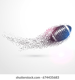 abstract rugby ball flying with particles wave