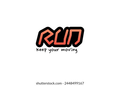 abstract of run text wordmark style logo