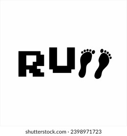 Abstract run word design with footprint symbol on letter N.
