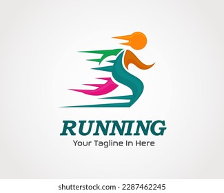 abstract runner fast moving logo symbol design template illustration inspiration