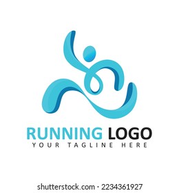 abstract runner logo design. running Sport sign vector.