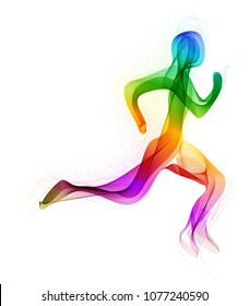 Abstract runner, man silhouette over white