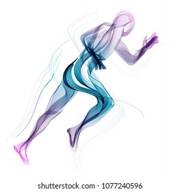 Abstract runner, man silhouette over white