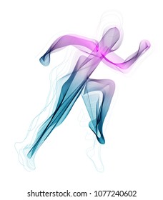 Abstract runner, man silhouette over white