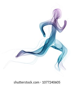 Abstract runner, man silhouette over white