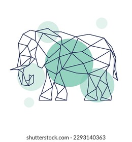 Abstract running elephant in geometric style. African elephant silhouette.