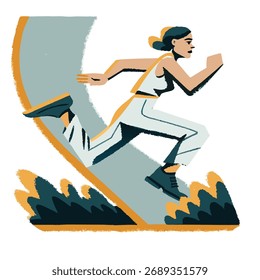 Abstract Running Figure Forming a Dynamic Swoosh Shape
