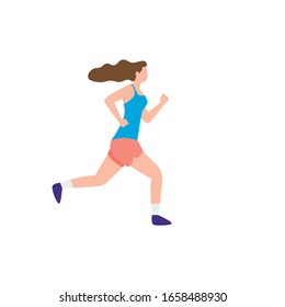 Una chica de carrera abstracta en un estilo plano. Gráficos vectoriales.