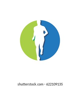 abstract running icon logo
