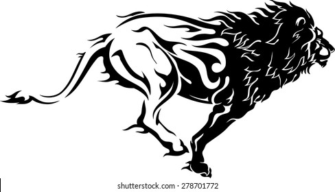 Abstract Running Lion with Flame Trail 