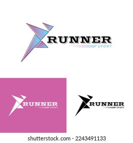 Abstract running logo illustration design. Sport Fitness Winner Champion sprinter logo.