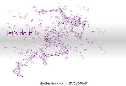 Abstract Running Man to Global Era, Network connection, vector illustration.