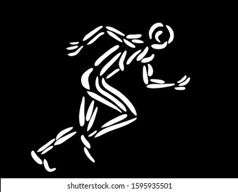 Abstract running man. Hand drawn. Vector illustration. Runner.