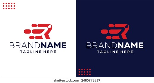 Abstract running man with letter R. negative space style logo design, Design Inspiration, Illustration, Vector