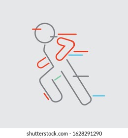 Abstract Running Man Line Icon Vector Illustration