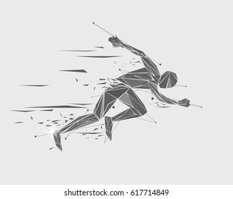 Abstract running man on the gray