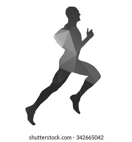 Abstract running man. Vector geometrical silhouette