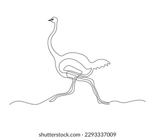 abstract Running ostrich Continuous One Line Drawing