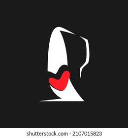 Abstract running shoe heart symbol, icon on black backdrop. Loving sport concept. Design element
